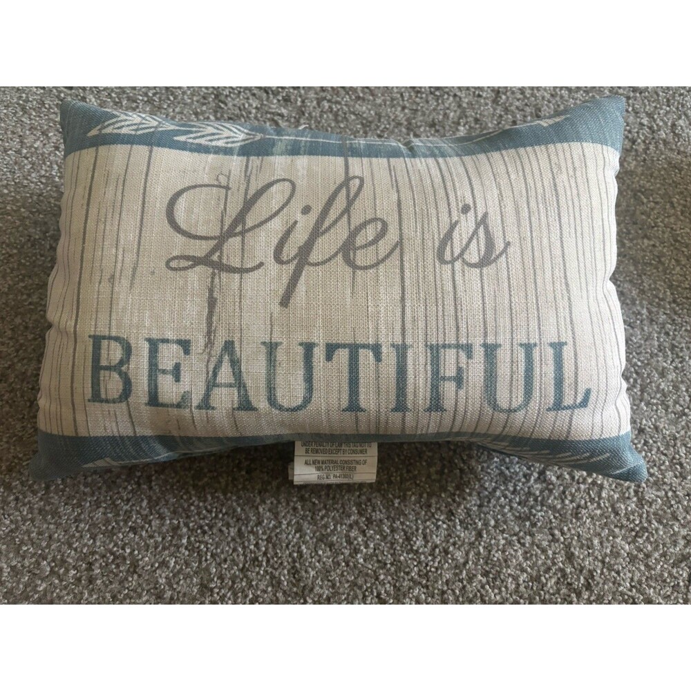 Mainstays Life is Beautiful Rustic Farmhouse Lumbar Accent Pillow